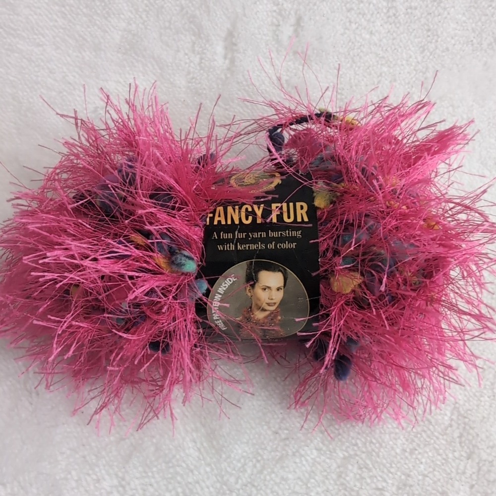 Lion Brand Fancy Fur Yarn — Party Pink (Color #295) · Novelty Eyelash Fur Yarn